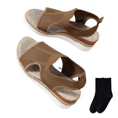 GAGFDA Dotmalls Bequeme orthopädische Sandalen für Damen, Dotmalls Keilsandalen, Sommer, leger, offener Zehenbereich, orthopädische Sandalen für Damen, braun, 37 EU von GAGFDA