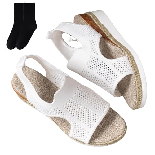 GAGFDA Dotmalls Bequeme orthopädische Sandalen für Damen, Dotmalls Keilsandalen, Sommer, leger, offener Zehenbereich, orthopädische Sandalen für Damen, weiß, 36 EU von GAGFDA