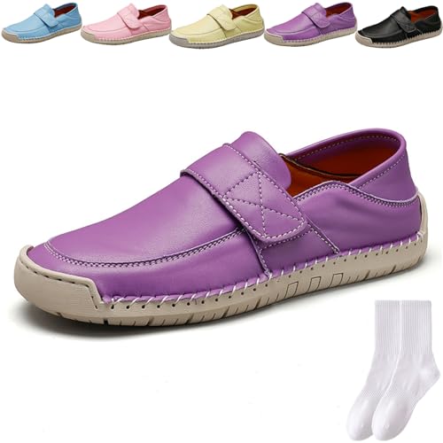 Orthopädische flache Leder-Slipper für Damen, Mokassins, leicht, bequem, zum Hineinschlüpfen, Wandern, Freizeit, Fahren, Business, Büro, Arbeitsschuhe, violett, 0 UK Orthopädische flache Leder-Slipper für Damen, Mokassins, leicht, bequem, zum Hineinschlüpfen, Wandern, Freizeit, Fahren, Business, Büro, Arbeitsschuhe, violett, 0 UK von GAGFDA