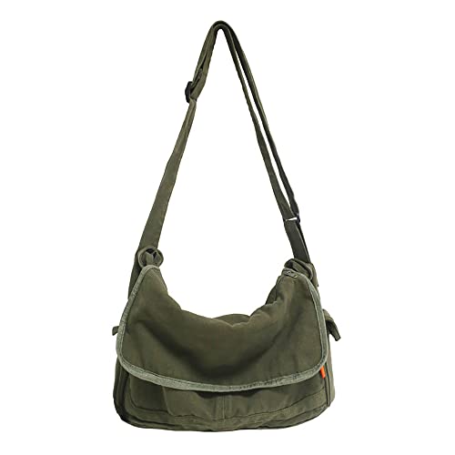 Vintage Canvas Messenger Bag für Herren und Damen Crossbody Tasche Satchel Schultertasche Harajuku Streetwear, Grün (Army Green) von GAI