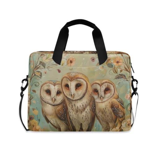 Funny Lemur Laptop-Schultertasche, Kuriertasche, Tasche für 35,6 cm (14 Zoll) / 38,1 cm (15,6 Zoll) Laptops, Eulen und Blumen, Einheitsgröße von GAIREG