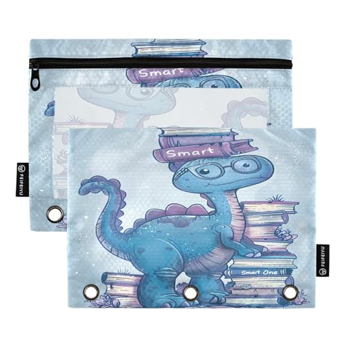 GAIREG Blue Dinosaurier Tragetasche mit Reißverschluss Tasche für 3 Ringbücher mit Reißverschluss 2er-Pack von GAIREG