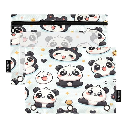 GAIREG Federmäppchen mit niedlichem Panda-Cartoon-Motiv, 2 Stück, Federmäppchen für 3-Ringbücher von GAIREG