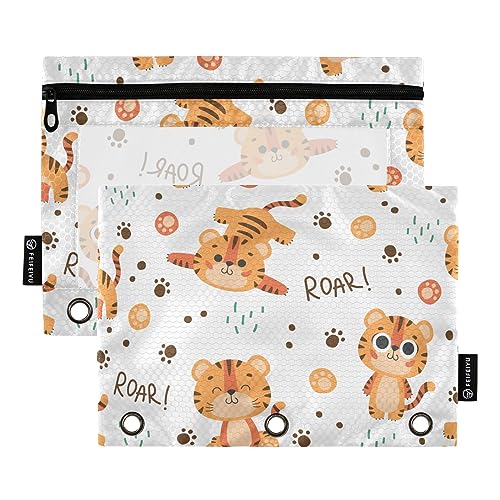 GAIREG Niedliche Tiger Binder Pouch 3 Ringe Binder Bleistift Pouch Binder Pouches für Organisation 2 Pack von GAIREG