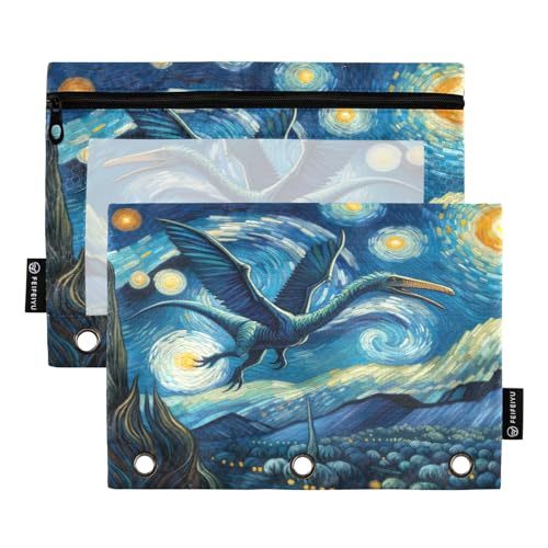 GAIREG Pterosaur at Starry Night Binder-Bleistifttasche, 2 Stück, 3-Ringbuch, Stifthalter von GAIREG