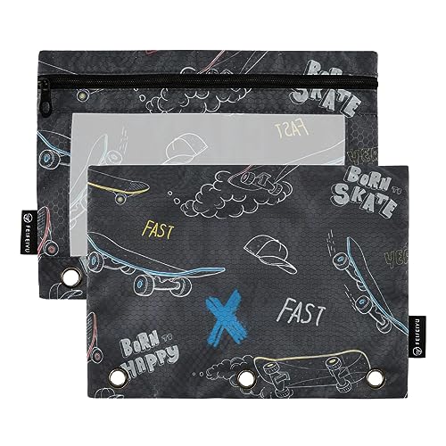 GAIREG Skateboard Graffiti Federmäppchen für drei Ringe Ringbuch Ringbuch Tasche 2 Pack von GAIREG