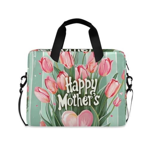 GAIREG Summer Shark Surfen Laptop Schultertasche 15,6 Zoll Laptop Tablet Sleek Messenger Bag Business Casual, Happy Mother's Day Heart Green Stripes, Einheitsgröße von GAIREG