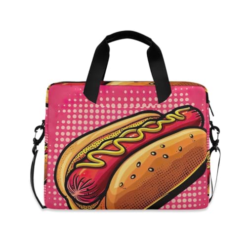 Laptoptasche mit niedlicher violetter Eule, schmal, Computertasche, Kuriertasche, Schultertasche, Büro, Reisen, Hot Pink Hot Dog, Einheitsgröße von GAIREG