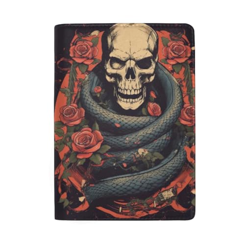 Reisepasshülle für Herren, Motiv: Summer Beach Cocktail mit Seestern und Kartenfächern, Totenkopf Rose Snake, OneSize von GAIREG