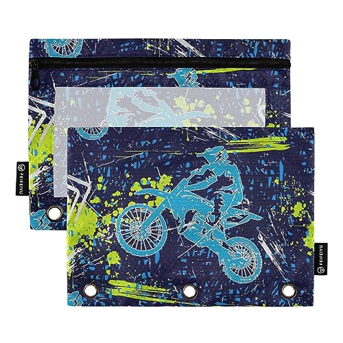 Sports Grunge Motocross Aufbewahrungstaschen für drei Ringbücher, Bindertaschen mit Reißverschluss, 2 Stück von GAIREG