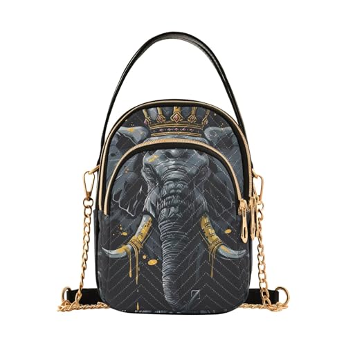Umhängetasche für Damen, Buntglas-Muster, Reisehandtaschen für Damen, Elefant mit Krone, Einheitsgröße von GAIREG