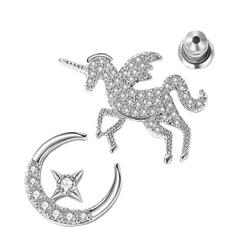 GALPADA 1 Paar Einhorn Ohrringe Damen-Schmuck-Ohrringe Einhornohrringe für Mädchen asymmetrische ohrringe kolczyki damskie Ohrstecker Damen Ohrringe Silberne Ohrringe Gezeitenmarke Zubehör von GALPADA