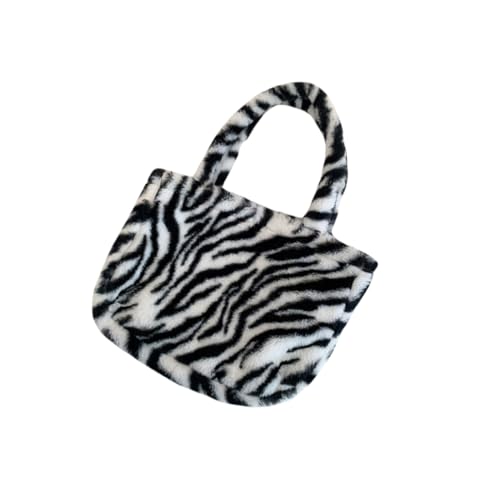 GALPADA 1 Stück Plüschhandtasche Damenhandtasche Zebrastreifen Plüschtasche Damen Umhängetasche Mode Aufbewahrungstasche Achseltasche Messenger Handtasche Damenhandtasche Mädchen von GALPADA