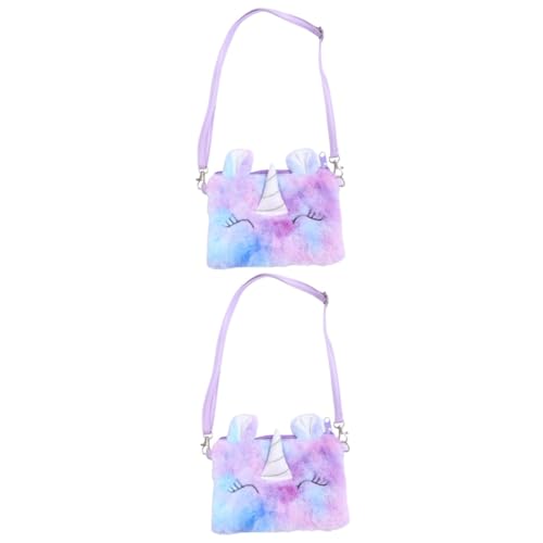 GALPADA 2 STK Einhorn-Plüsch-Umhängetasche Geldbörse Brieftasche Umhängetaschen schultüten Schultertasche Crossbody-Umhängetasche Einhorn Tasche für Mädchen Bote kleine Schultasche Kind Pu von GALPADA