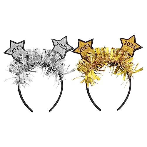 GALPADA 2st 2023 Neujahrsstirnband Neues Jahr Kopf Bopper Star-kopf-bopper Lustige Haarbänder Neujahr Haarband Silvester Haarband Neujahr Kopfschmuck Papier Metallische Linie Weihnachten von GALPADA