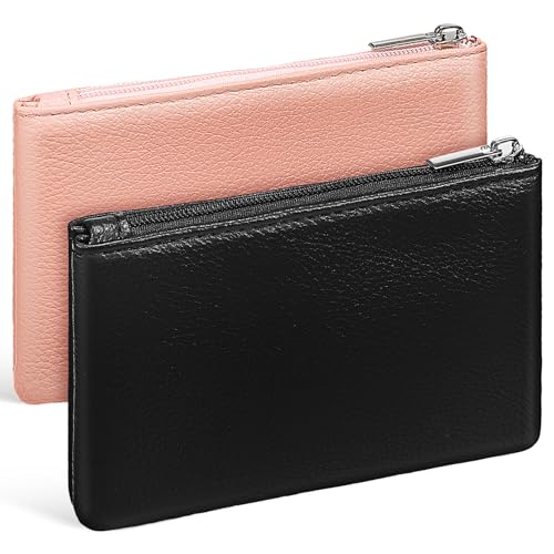 GALPADA 2 Stück Oin Geldbörse, Leder Reißverschluss Münzbeutel, Litschi-Muster Brieftasche, Mini Kleingeld Geldbörse Münzfach für Männer Frauen, wie abgebildet, 12.50X8.00X1.00CM, Zentimeter von GALPADA