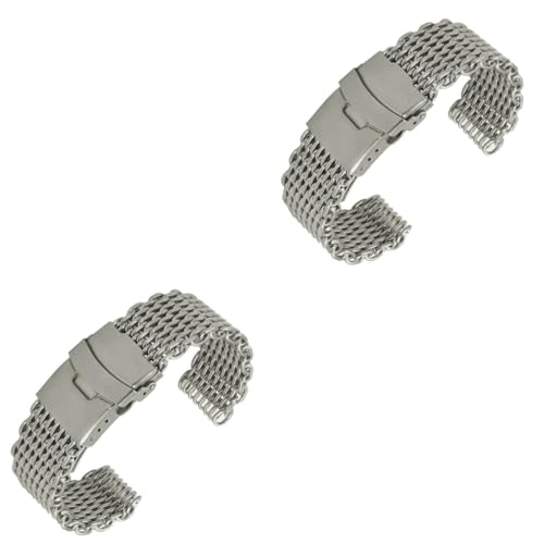 GALPADA 2St Hai-Mesh-Uhrenarmband Uhrenarmbänder für Herren correa para hombre mm Herrengürtel rostfreies Uhrenarmband Edelstahlarmband Gittergewebe Gurt Haarnadel Schleife Mann Anschauen von GALPADA