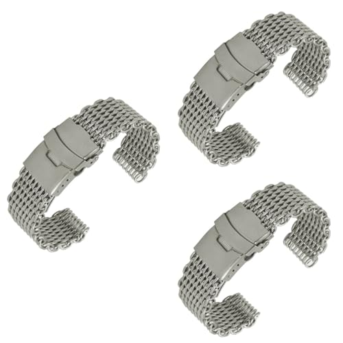 GALPADA 3st Uhrenarmband Aus Metall Rostfreies Uhrenarmband 20 Mm Uhrenarmband Hai-mesh-uhrenarmband Edelstahlarmband Mesh-armband 20 Mm Mesh-uhrenarmband Herren Metallknopf Metallnetz von GALPADA