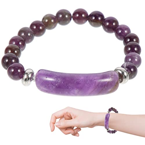 GALPADA Armband Natürlich Blaues Dekor Blauer Achat Hände Dekor Mädchen Handgelenk Dekoration Handgelenk-dekor Handgelenkbandagen Runde Perlen Violett Gebogenes Naturstein Empfindlich von GALPADA