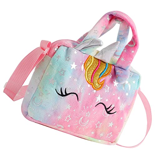 GALPADA Einhorn-Tasche Schultertasche Tierische Plüschtasche Plüsch-Einhorn-geldbörse Kawaii Geldbörse Dekorative Einhorn-plüschtasche Mädchen Kind Rosa Aufbewahrungstaschen Flanell von GALPADA