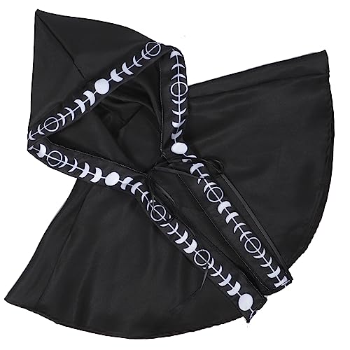 GALPADA Kapuze Für Damen Kapuzenmantel Für Damen Umhang Mit Mondphasen-print Medieval Cowl Hood Medieval Cape Umhang Mit Kapuze Männer Haube Roter Mantel Zubehör Halloween Fräulein Stoff von GALPADA