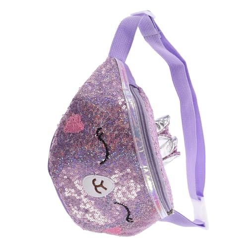 GALPADA Katze Umhängetasche Gürtel Kindertasche rosa Geldbörse Geldbörsen aufbewahrungssack Kinder Comb Kawaii geldbörse umhängetasche Bauchtasche Junge Brusttasche Kleinkind Pu Violett von GALPADA