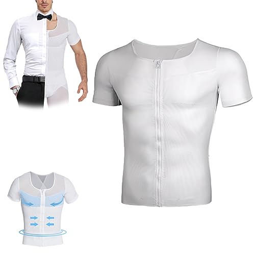 Gynäkomastie-Infrarot-Kompressions-T-Shirt, Kompressionsshirt-Tanktop-Shapewear, Shapewear für Männer (B,2XL) von GAMIRA