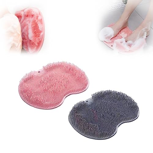 Rücken- und Fußwäscher, Rückenmassage-Artefakt mit Saugnäpfen, Badezimmer Dusch Fußmatte, Peeling-Fußbürste für abgestorbene Haut (A+D) von GAMIRA