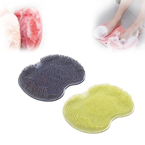 Rücken- und Fußwäscher, Rückenmassage-Artefakt mit Saugnäpfen, Badezimmer Dusch Fußmatte, Peeling-Fußbürste für abgestorbene Haut (D+E) von GAMIRA