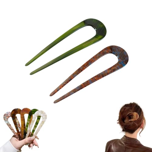 U-förmige Damen-Haarnadeln, Haarspangen, Französische U-förmige Haarnadel mit zwei Zinken, Elegante Haaraccessoires für Damen (C+E) von GAMIRA