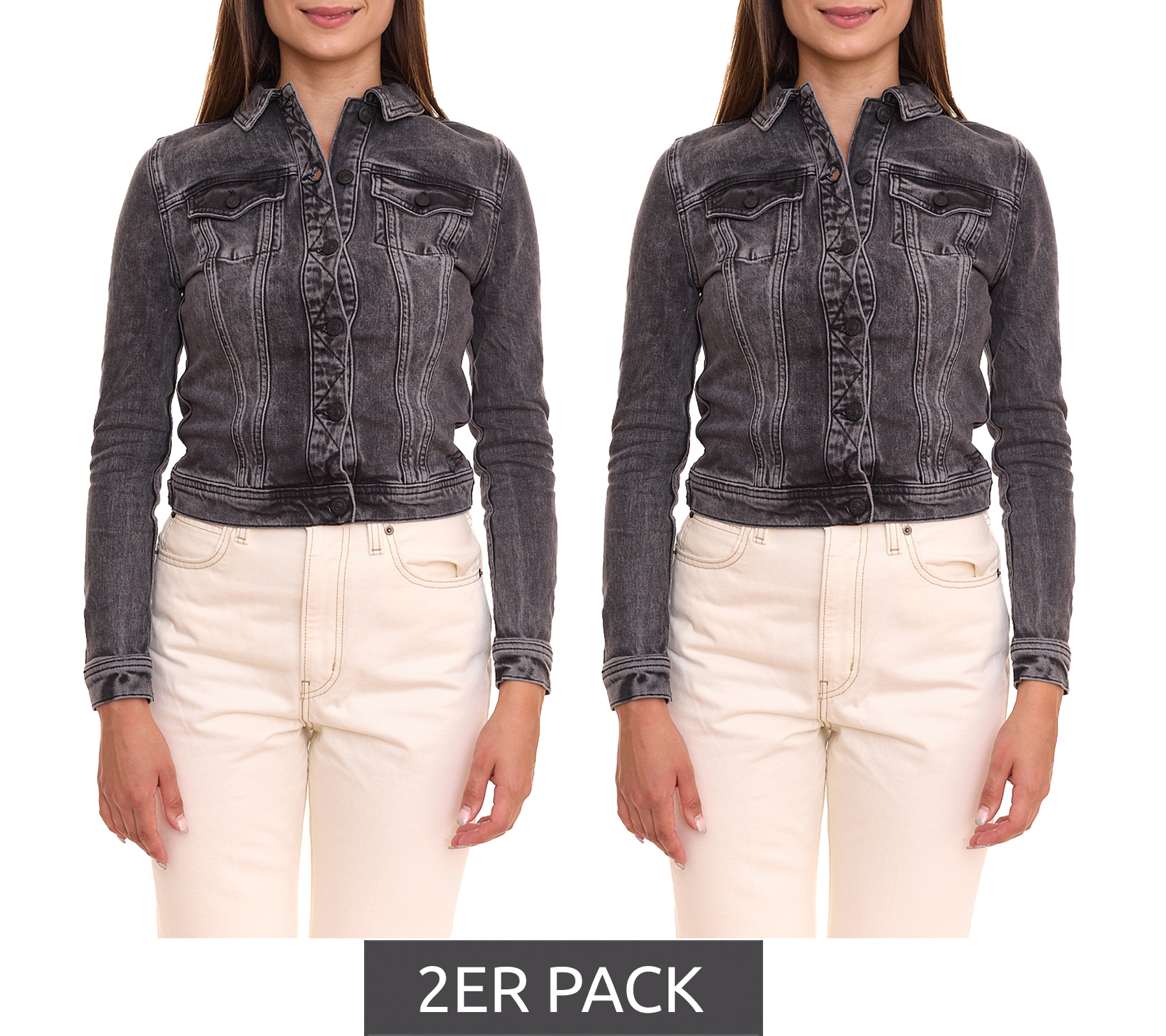 2er Sparpack GANG JEANS Damen Denim-Jacke Jeans-Jacke im Washed Look 68113848 Grau/Schwarz 2er Sparpack GANG JEANS Damen Denim-Jacke Jeans-Jacke im Washed Look 68113848 Grau/Schwarz von GANG JEANS
