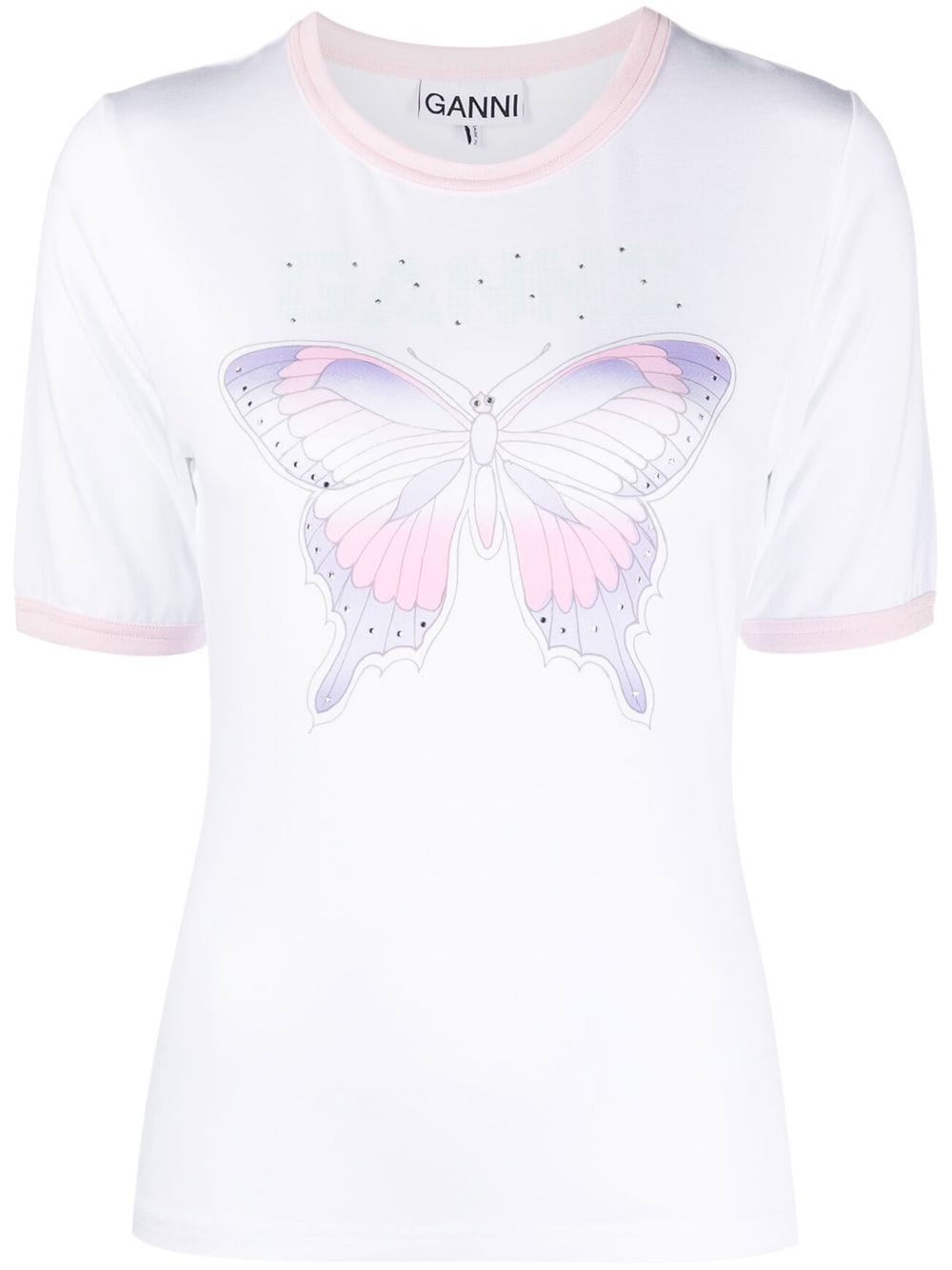 GANNI T-Shirt mit Schmetterling-Print - Weiß von GANNI