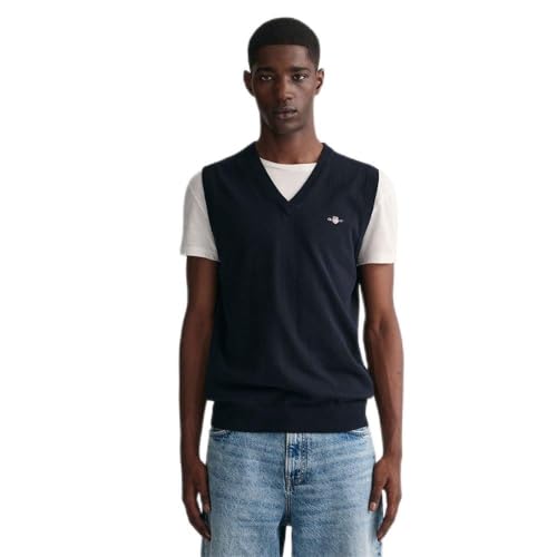 GANT Herren Classic Cotton Slipover Pullunder, Evening Blue, 5XL EU GANT Herren Classic Cotton Slipover Pullunder, Evening Blue, 5XL EU von GANT