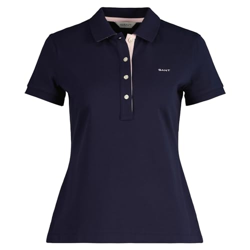 GANT Damen Contrast Collar SS Pique Polo, Evening Blue, Small von GANT