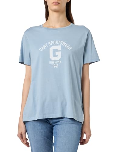 GANT Damen REG Logo SS T-Shirt, Dove Blue, X-Large von GANT