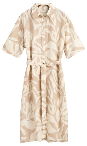 GANT Damen REL Palm Print Linen Shirt Dress Kleid, Dry Sand, 34 von GANT