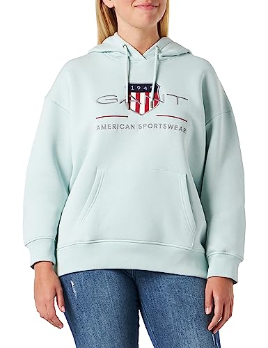 GANT Damen REL Shield Hoodie ARCHIV Logo Kapuzenpullover, Dusty Turquoise, XS von GANT