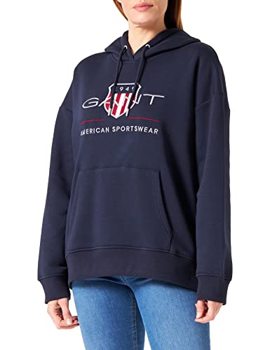 GANT Damen Rel Archive Shield Hoodie Kapuzenpullover, Evening Blue, L EU von GANT