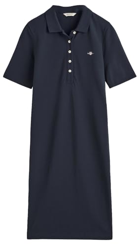 GANT Damen Slim Shield SS Pique Polo Dress Kleid, Evening Blue, XXL von GANT