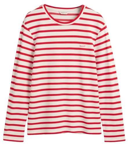 GANT Damen Striped LS T-Shirt, Bright RED, X-Large von GANT