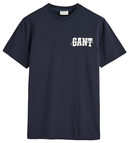 GANT Herren Arch Script SS T-Shirt, Evening Blue, 56 von GANT
