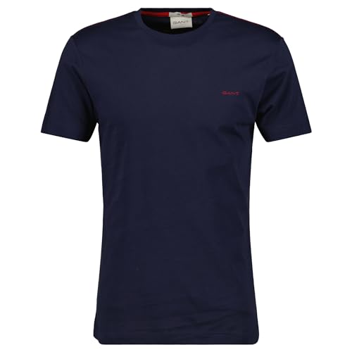 GANT Herren Contrast Logo SS T-Shirt, Evening Blue, Large von GANT