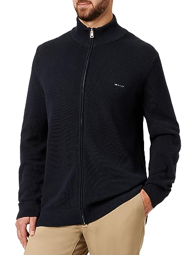 GANT Herren Cotton Pique Zip Cardigan Strickjacke, Evening Blue, XXL EU von GANT