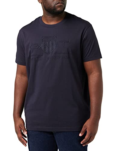 GANT Herren REG Tonal Shield SS T-Shirt, Evening Blue, M von GANT