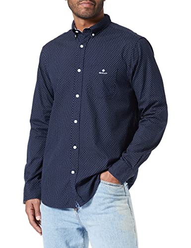 GANT Regular Fit Hemd Langarm Button Down Kragen Punkte blau Größe M von GANT