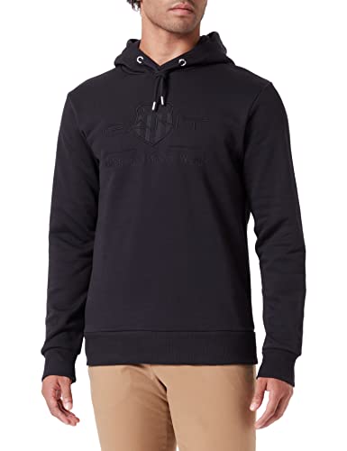 GANT Herren REG Tonal Shield Hoodie Pullover, Black, XL von GANT