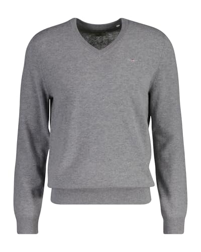 GANT Herren Extrafine Lambswool V-Neck Pullover, Grey Melange, XXL GANT Herren Extrafine Lambswool V-Neck Pullover, Grey Melange, XXL von GANT