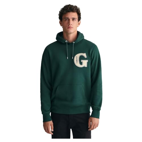 GANT Herren G Graphic Hoodie Kapuzenpullover, Tartan Green, M von GANT