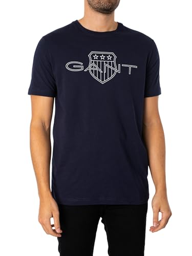 GANT Herren Logo SS T-Shirt, Evening Blue, Medium von GANT