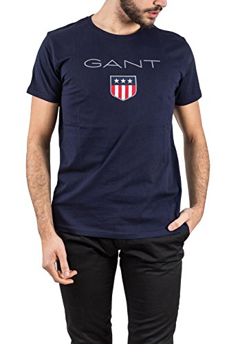 GANT Herren O1. Shield T-shirt T Shirt, Blau (Evening Blue 433), M EU von GANT